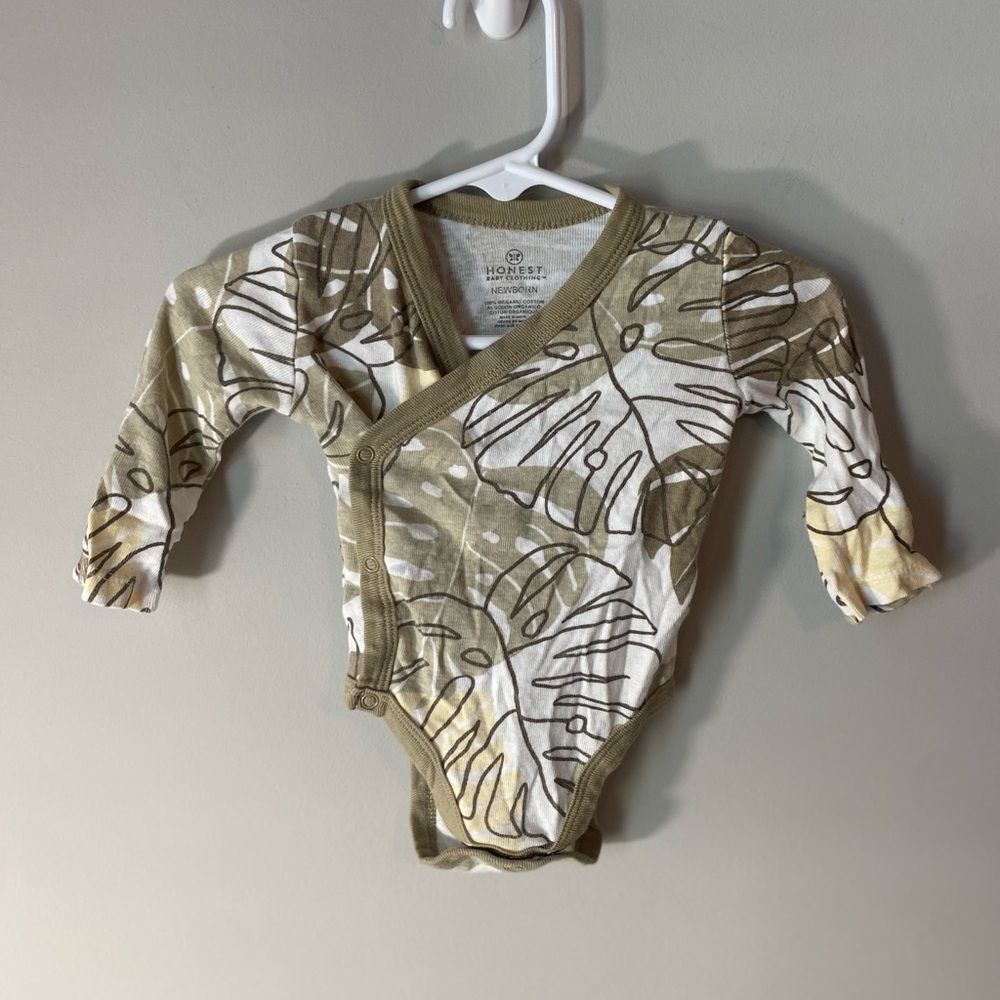 Olive Green Leaf Print One Piece